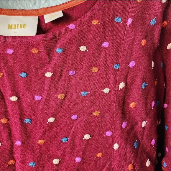 Maeve by anthropologie colorfull embroidery polka dots boho blouse Top - Picture 6 of 14